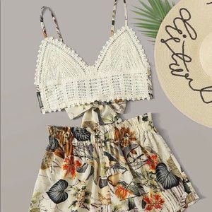 NWT Crochet Cami top with shorts